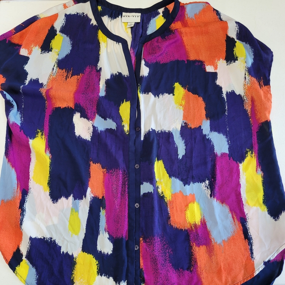 Ava Viv Women's Colorful 2X Sleeveless Blouse
